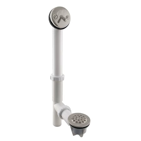 Westbrass White 1-1/2" Tubular Trip Lever Bath Waste in Satin Nickel 592244-07